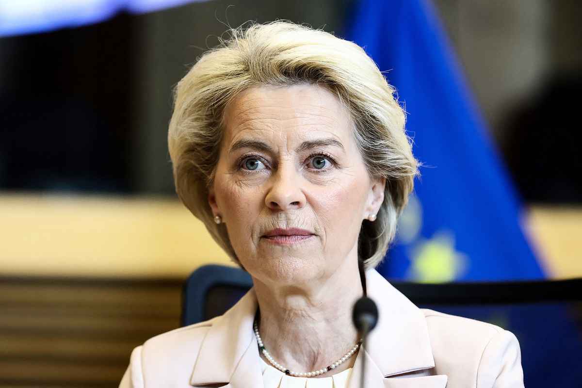 2022年4月27日（比利時布魯塞爾歐盟總部），歐盟委員會主席Ursula von der Leyen參加歐盟委員會每周的學院例會（College Meeting）。（Kenzo Tribouillard/AFP/Getty Images）