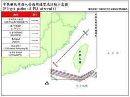 台國防部：中共24小時內派39軍機3船艦擾台