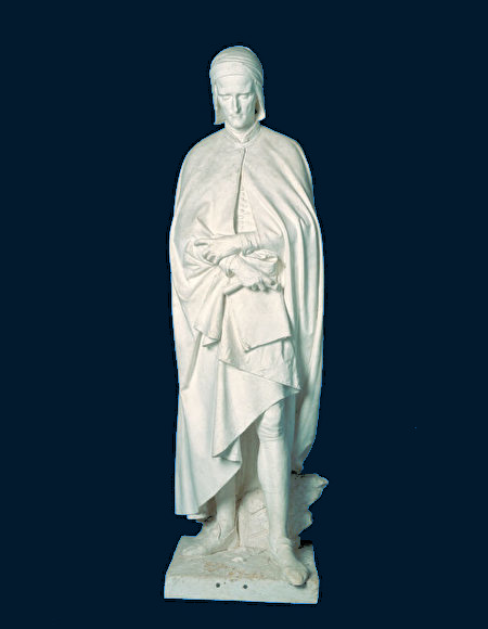 但丁  文森佐·維拉（Vincenzo Vela）的作品《但丁》（Dante），1865年。石膏，62.8 x 19.4 x 21.4吋。文森佐維拉博物館，利戈爾內托，瑞士。（The Vincenzo Vela Museum, Ligornetto）