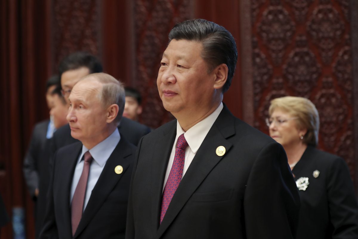 圖為2017年5月15日，中國領導人習近平和俄羅斯總統弗拉基米爾‧普京在北京北部雁棲湖國際會議中心出席「一帶一路」倡議峰會。（Lintao Zhang/AFP/Getty Images）