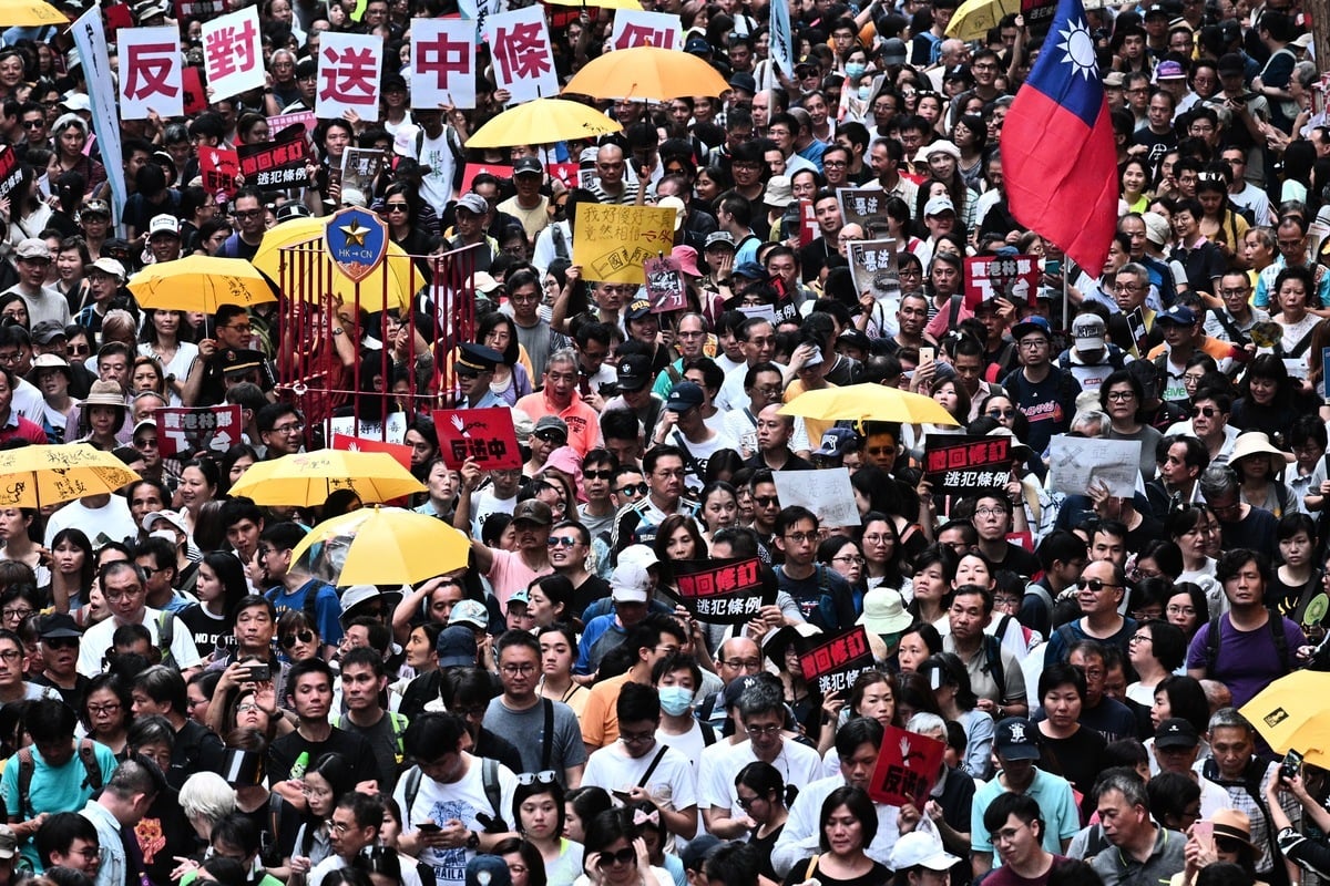 香港近期「反送中」集會遊行資料照。 （Anthony WALLACE / AFP）
