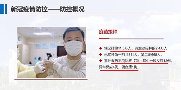上海市衛健委2021年1月8日的《2020年度靜安區疾病預防控制工作匯報》截圖 （大紀元）