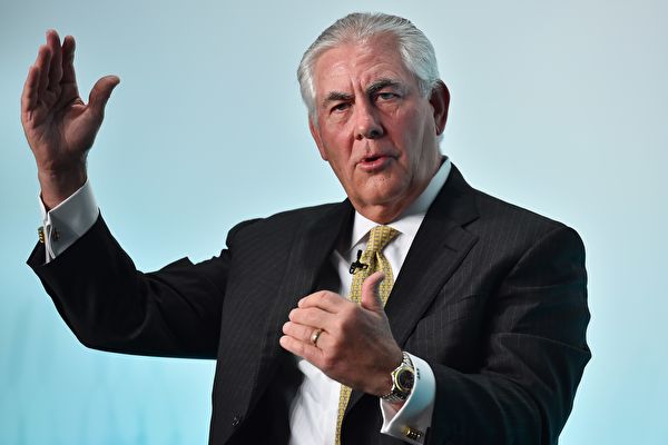 埃克森美孚（Exxon Mobil）公司行政總裁蒂勒森（Rex Tillerson）獲特朗普提名出任國務卿。（BEN STANSALL/AFP/Getty Images）