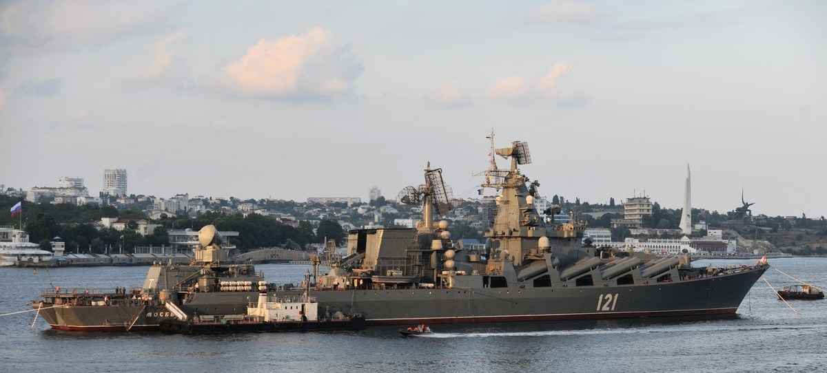 2022年4月14日晚，俄羅斯國家通訊社塔斯社援引俄羅斯國防部的一份聲明稱，導彈巡洋艦「莫斯科號」（Moskva）已經沉沒。圖為「莫斯科號」資料照。（Vasily Maximov/AFP via Getty Images）