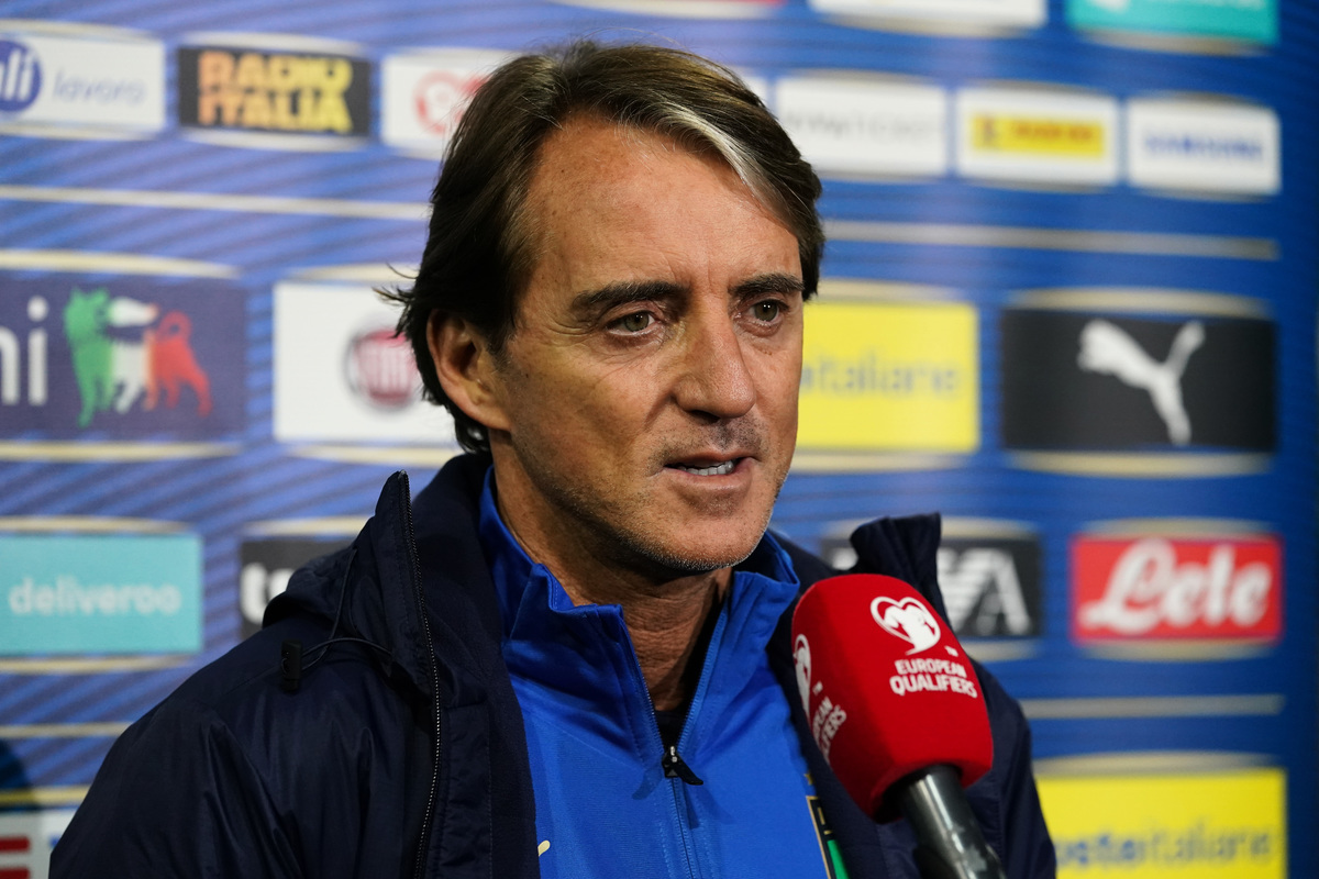 新科歐洲盃冠軍意大利隊主教練曼奇尼（Roberto Mancini）表示，對決葡萄牙將是決賽級別的較量。（Claudio Villa/Getty Images）