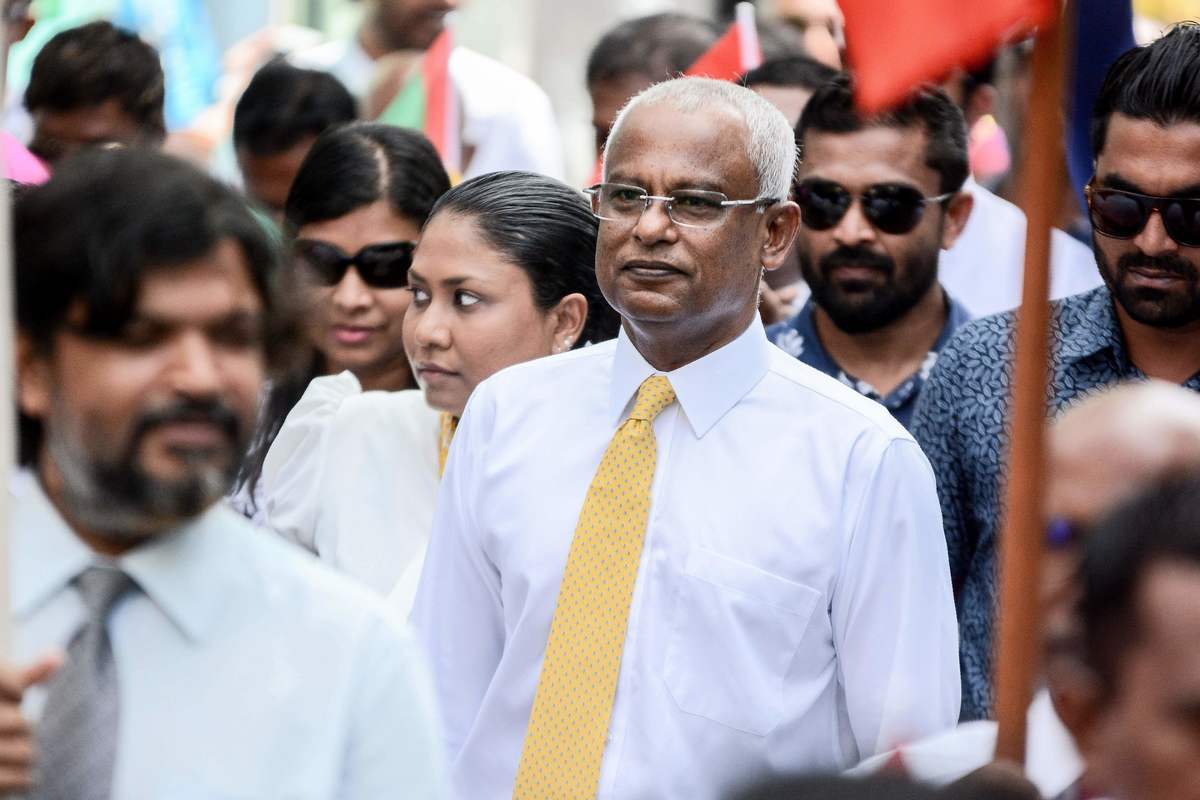馬爾代夫新當選總統易卜拉欣·穆罕默德·索利赫（Ibrahim Mohamed Solih，圖中）定於周六（11月17日）上任。索利赫將尋求印度和美國的幫助，以擺脫親中前任總統的「中共債務外交」。（AHMED SHURAU/AFP/Getty Images）