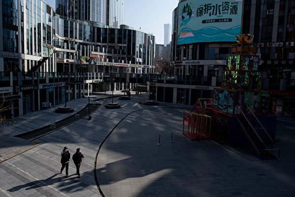 2020年1月29日，北京一商業區空空盪盪。（NOEL CELIS/AFP via Getty Images）