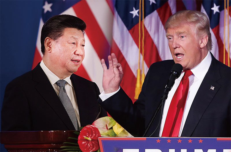 美國總統特朗普5月5日的兩則將很快對中國商品再次加徵關稅的推文，猶如重磅炸彈，引起了世界的關注和北京的震動。（大紀元合成圖）