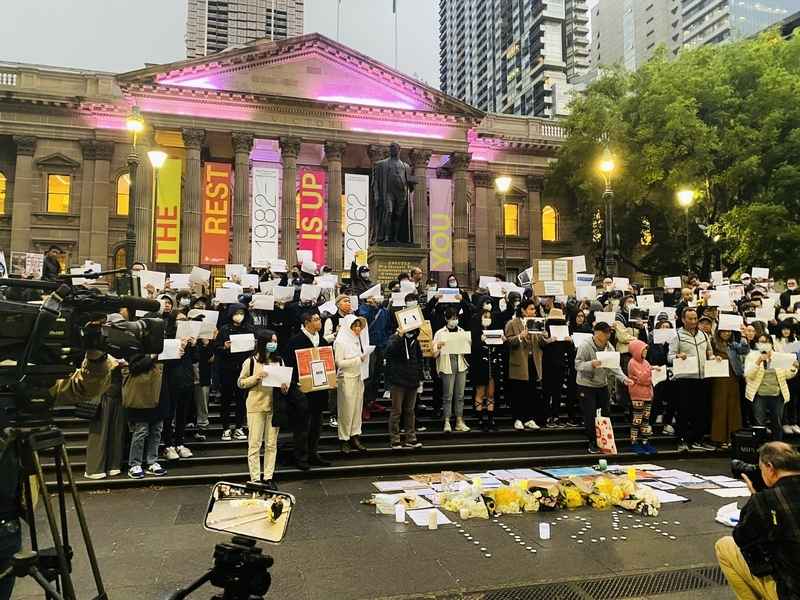 反清零｜聲援大陸民眾抗議 澳墨爾本華人連日舉行集會