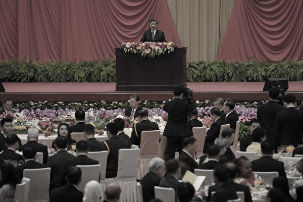 2023年9月28日，習近平在「十一」招待會上講話。（Andy Wong-Pool/Getty Images）