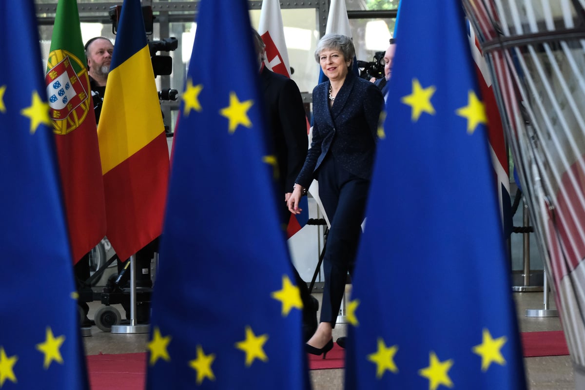 周四（3月21日），歐盟27個成員國的領導人初步決定，如果英國議會下周通過英國脫歐協議，歐盟將同意英國脫歐期限延遲到5月22日。（ Sean Gallup／Getty Images）