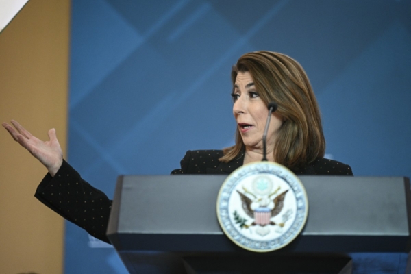 美國國務院發言人布魯斯(Tammy Bruce)資料圖。 (Brendan Smialowski/AFP)