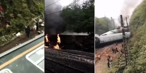 濟南開往廣州的火車出軌側翻 至少百餘死傷