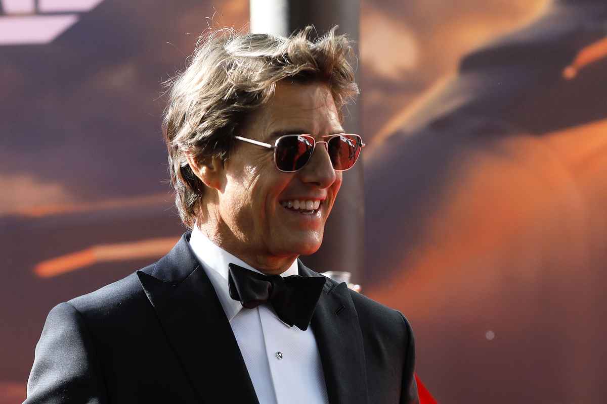 2022年5月19日，湯姆．克魯斯（Tom Cruise）出席在英國倫敦李斯特廣場（Leicester Square）舉行的《獨行俠》首映禮。（Tristan Fewings/Getty Images for Paramount Pictures）
