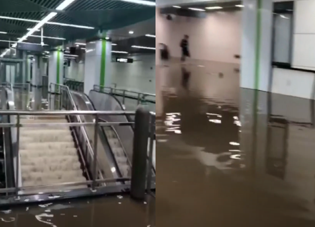 【現場影片】長沙一地鐵大量湧水 涉貪腐案