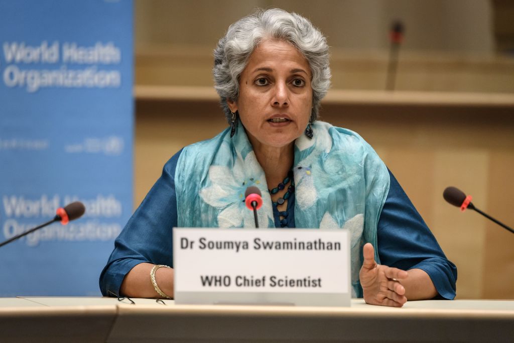世衛組織首席科學家斯瓦米納坦（Soumya Swaminathan）資料照。（Fabrice Coffrini/POOL/AFP via Getty Images）