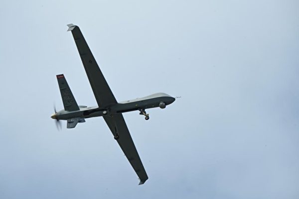 2023年2月24日，美軍一架MQ-9無人機從關島安德森基地起飛參加「應對北方」（Cope North 2023）演習。（美國印太司令部推特）