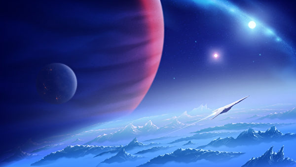 外星文明所在的星球及太空船示意圖。（Shutterstock）