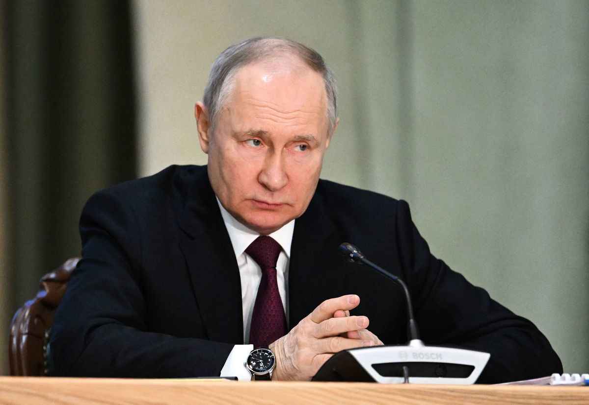 資料圖：2023年3月15日，俄羅斯總統普京在莫斯科出席俄羅斯總檢察長辦公室的董事會擴大會議。（Pavel Bednyakov/SPUTNIK/AFP via Getty Images）