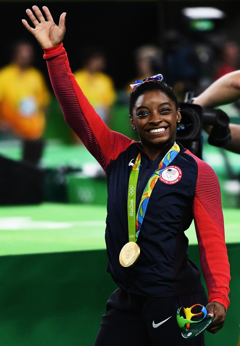 美國隊Simone Biles是體操女子個人全能冠軍的頭號熱門。(David Ramos/Getty Images)