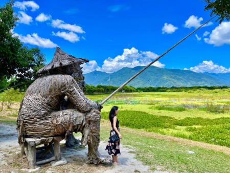 靜靜坐在大坡池畔,等待的不是魚,而是一份久違的自在。(圖/王芊芊提供)