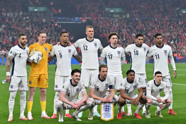 2026世界盃外圍賽歐洲區,英格蘭隊在傳統豪門中表現最好,取得五戰全勝戰績,已經連續五屆預選賽、16年來合計36場保持不敗,基本上已經提前鎖定了小組頭名。(Glyn Kirk/AFP via Getty Images)