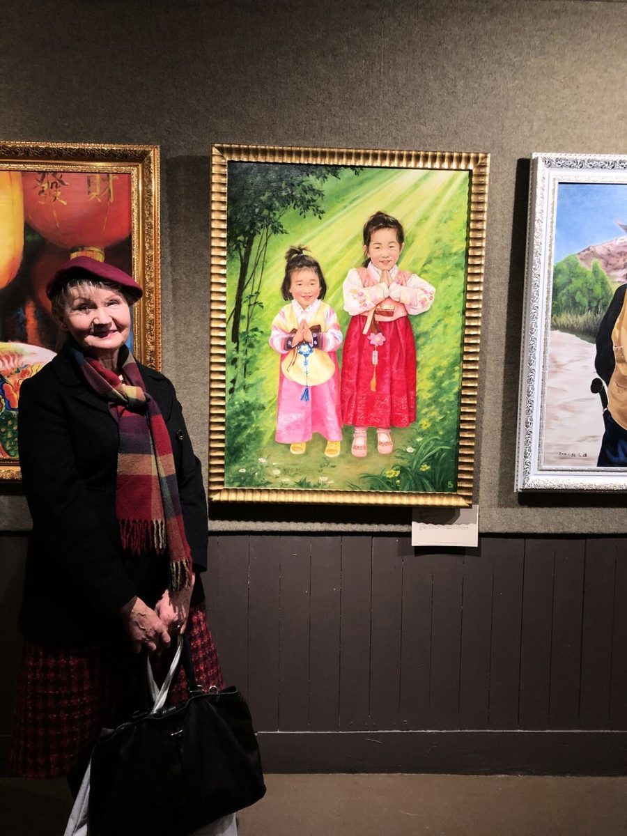 芭芭拉‧謝弗的油畫《感恩》於2019年在紐約舉行的第五屆新唐人全世界人物寫實油畫大賽上展出。（由芭芭拉‧謝弗提供）