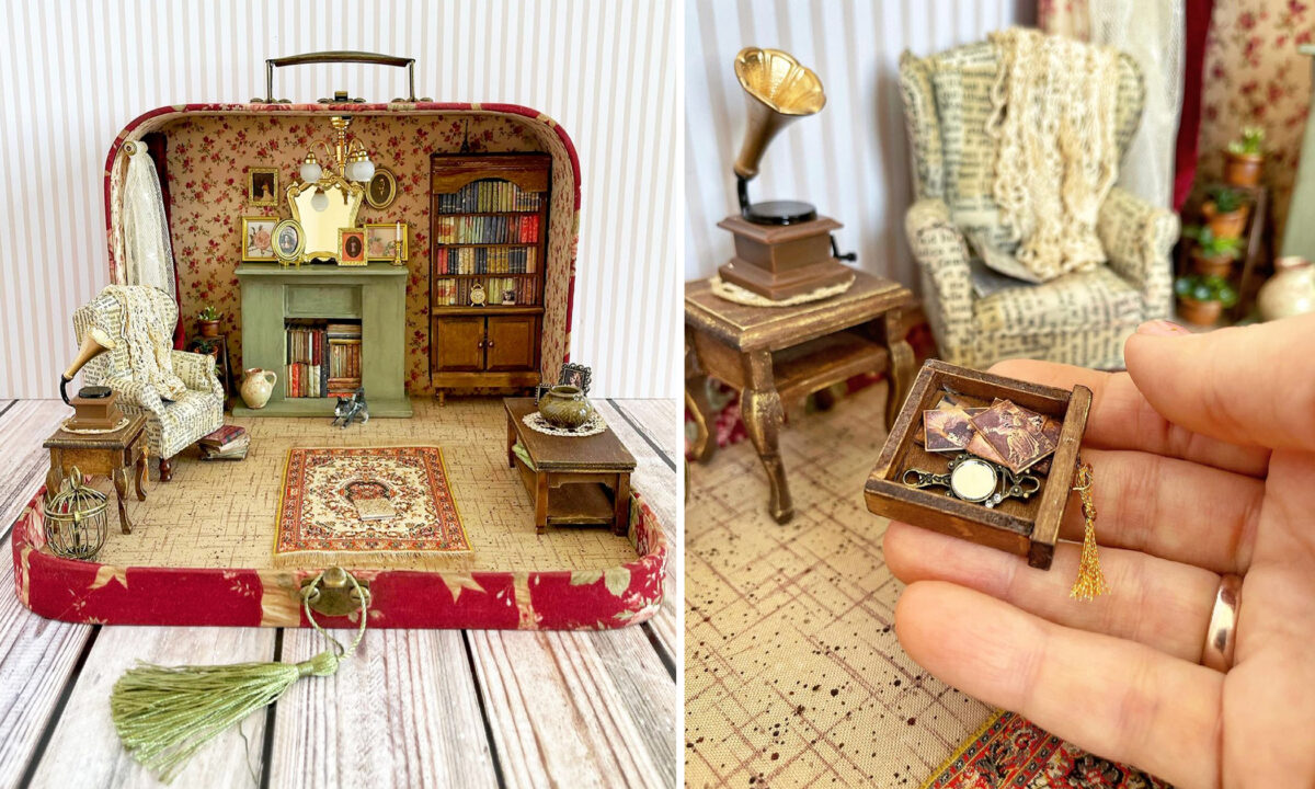 來自土庫曼的藝術家奧爾加‧莫克里絲卡婭非常熱衷製作微型古樸傢俬和室內裝飾。（奧爾加‧莫克里絲卡婭提供）