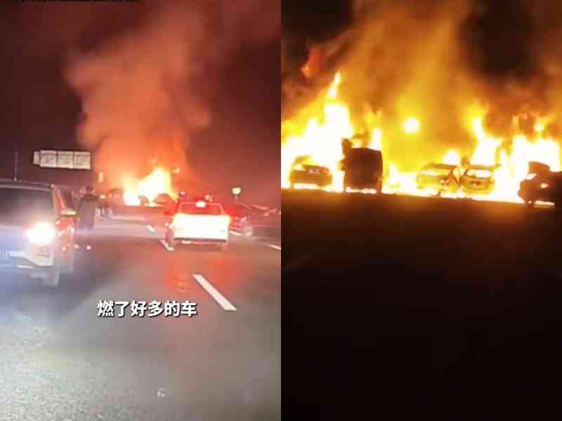 湖南運煙花貨車側翻致8車相撞起火 2人受傷