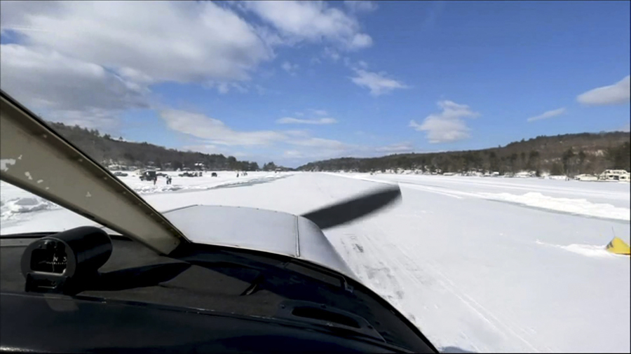 全美唯一 湖面結冰厚度達標 可作飛機跑道