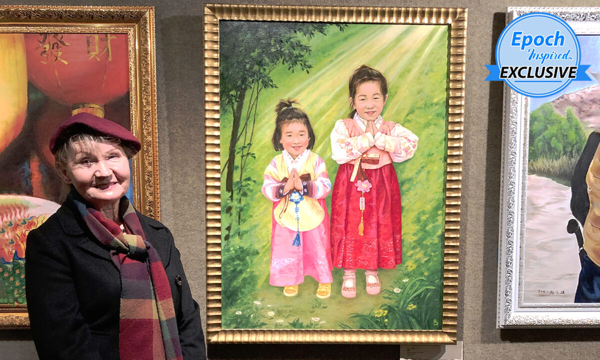 芭芭拉‧謝弗（Barbara Schafer）的油畫《感恩》於2019年在紐約舉行的第五屆新唐人全世界人物寫實油畫大賽上展出。（由芭芭拉‧謝弗提供）