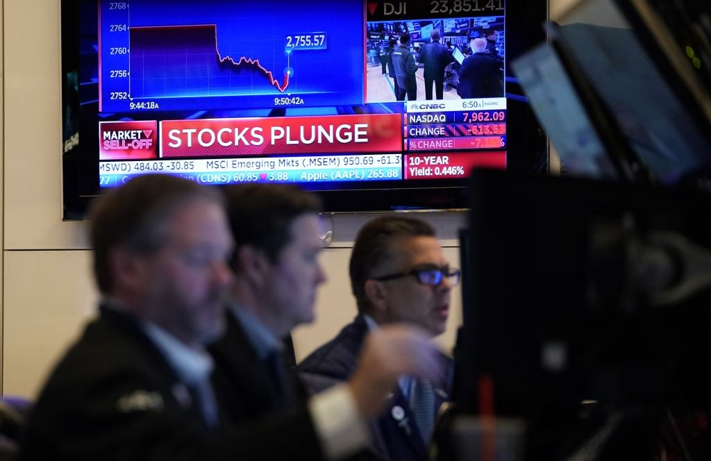 圖為2020年3月9日，紐約證券交易所場景。（TIMOTHY A. CLARY/AFP via Getty Images）
