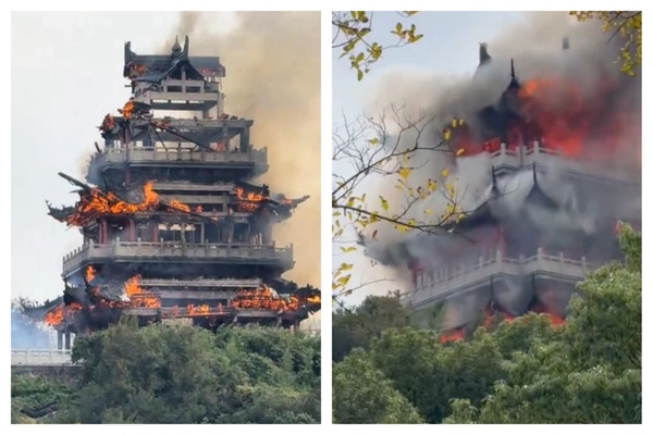 江蘇永慶寺突發火災 文昌閣被燒空