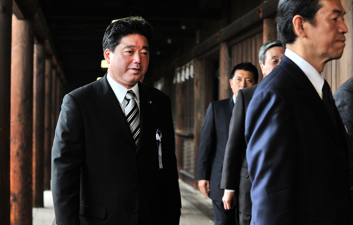 2012年10月18日，時任國民新黨秘書長的日本議員下地幹郎（Mikio Shimoji）。（KAZUHIRO NOGI/AFP via Getty Images）