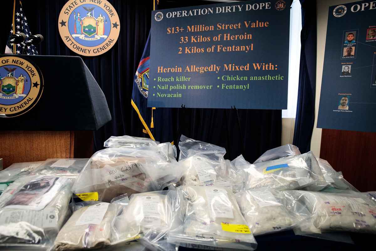 美國緝毒局（DEA）繳獲的毒品。示意圖。（Drew Angerer/Getty Images）