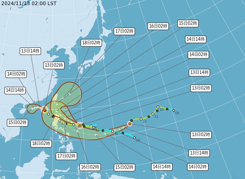 颱風天兔估14日發海警 15至16日最接近台灣