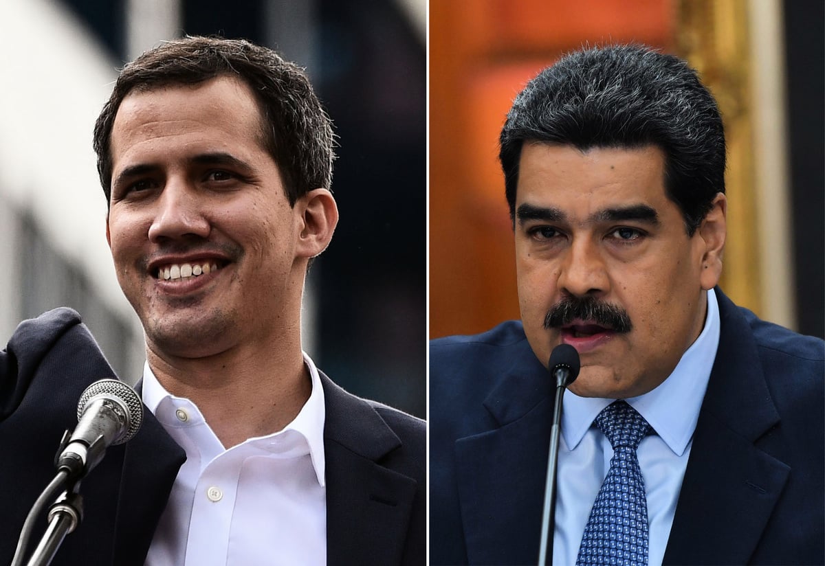 在歐美等國際壓力下，委內瑞拉總統馬杜羅（右）的立場1月27日出現軟化，或與委內瑞拉軍方內部出現分歧有關。臨時總統瓜伊多（左）表示，在數百萬名委內瑞拉人心中開始的希望不是因為他個人，而是因為堅信大家可以擁有一個更好的國家。（YURI CORTEZ,FEDERICO PARRA/AFP/Getty Images）