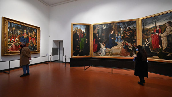1月21日，烏菲齊美術館的繪畫大廳。（VINCENZO PINTO/AFP via Getty Images）