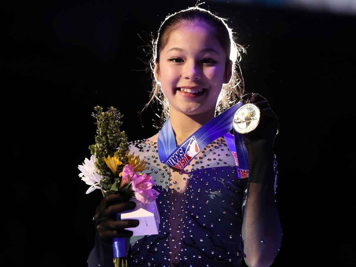 2019年1月25日晚，13歲的劉美賢在全美花樣滑冰錦標賽奪冠，成為史上最年輕美國花樣滑冰女子冠軍。 (Gregory Shamus/Getty Images)