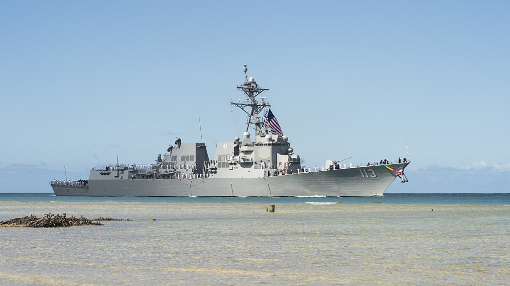 中華民國國防部3月11日表示，美軍一艘驅逐艦由北向南航經台灣海峽。圖為美國海軍阿里伯克級導彈驅逐艦「約翰‧芬恩號」（USS John Finn）。（維基百科公有領域）