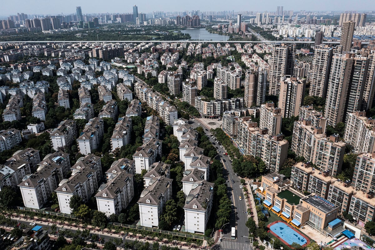 圖為中國武漢的一處恒大房地產公司開發的樓盤。 （Getty Images）