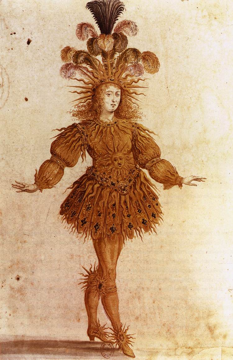 十七世紀太陽王路易十四在芭蕾舞La nuit中的形像。（公有領域）