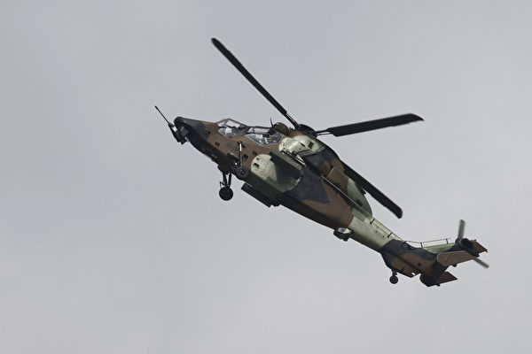 2023年6月19日，法國勒布爾熱（Le Bourget），在巴黎國際航空展期間，現場展出一架Eurocopter虎式武裝直升機（Tigre，編號：EC-665）。（Ludovic Marin/Pool/AFP）