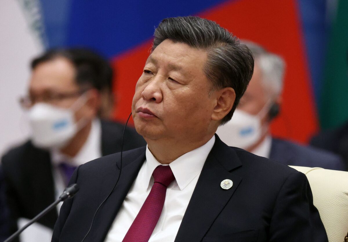2022年9月16日，中共領導人習近平出席在烏茲別克撒馬爾罕舉行的上海合作組織（SCO）領導人峰會。（Sergei Bobylyov/Sputnik/AFP via Getty Images）