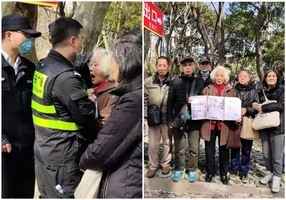 90歲訪民上海市政府維權 遭警察掐頸搶訴狀