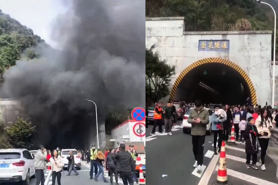廣東高速隧道因事故湧出濃煙 百餘人棄車跑出