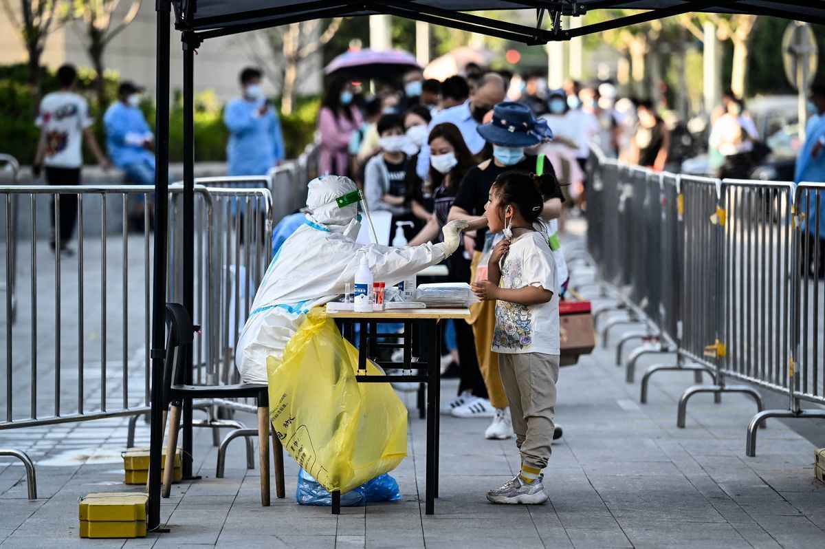 2022年6月2日，北京一個核酸檢測採集點。（JADE GAO/AFP via Getty Images）