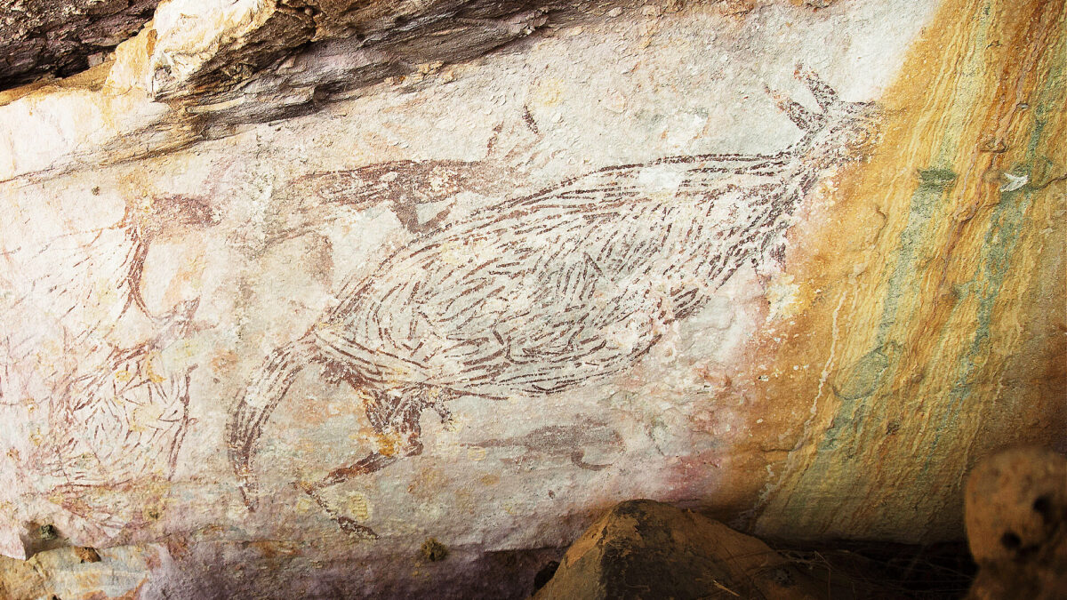 澳洲一支研究團隊在西澳發現了一幅袋鼠岩畫，經考證距今約有1.73萬年歷史，成為澳洲已知最古老的完整岩畫藝術。（西澳大學提供）