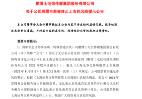 市值縮水90% *ST鵬博股票恐被終止上市