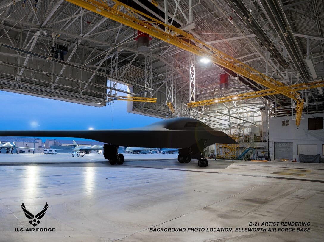 美國空軍近期表示，美軍首架B-21「突襲者」隱形轟炸機還預估2022年初正式亮相，最快明年年中進行首飛。（Northrop Grumman／美國空軍）